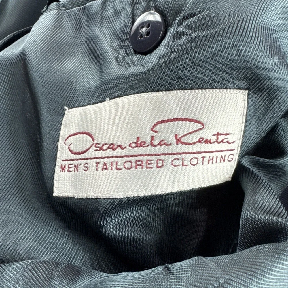 Oscar de la Renta 100% Wool Blazer Mens 42S Blue Sport Coat Dress Jacket Preppy